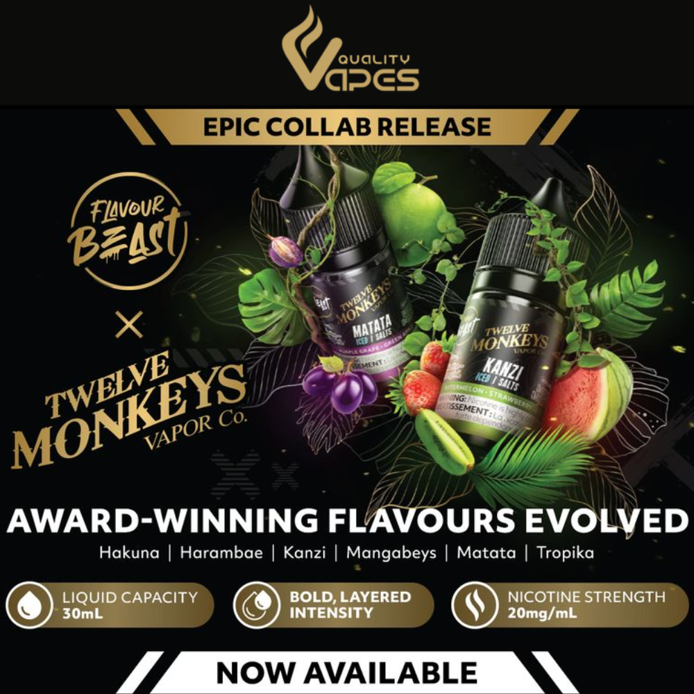 Flavour Beast X Twelve Monkeys Nic Salts  Quality Vapes