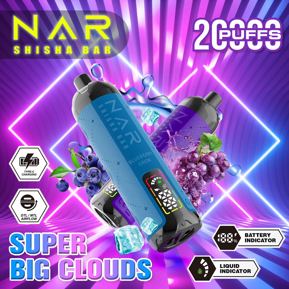 NAR Shisha Bar 20K Vape Disposable – 12 Hookah Flavours – Quality Vapes