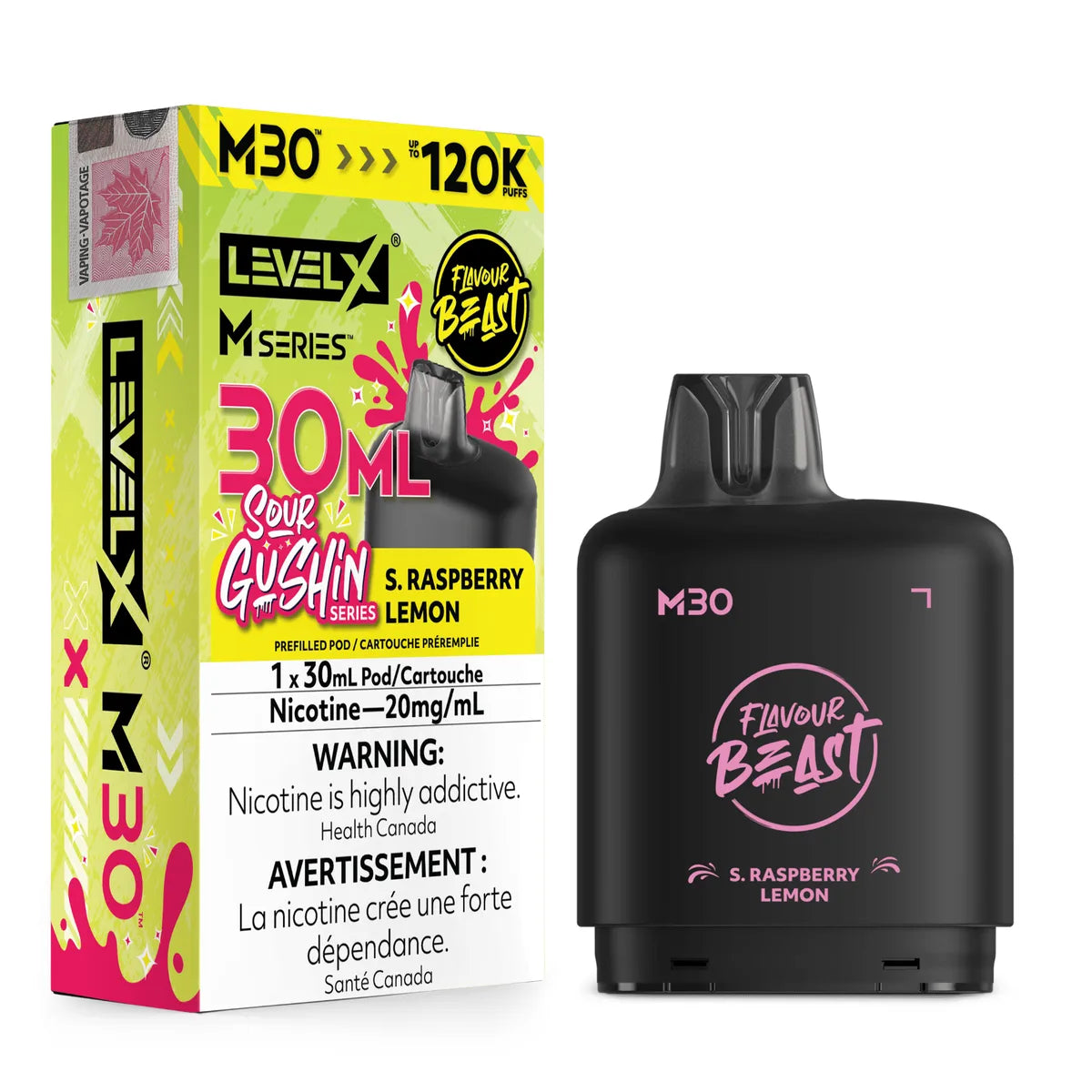 S. Raspberry Lemon Level X M Series 30mL Pod