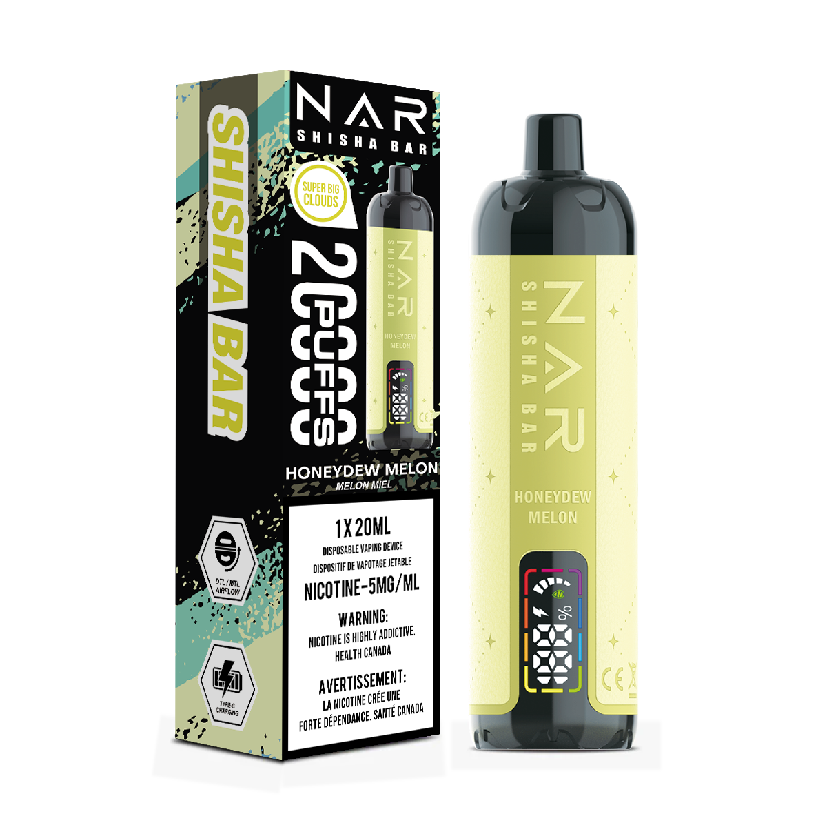 honeydew melon disposable vape NAR Shisha Bar Vape Disposable 20K