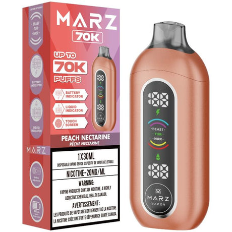 Peach Nectarine - 70000 puffs - 20mg/ml nicotine strength - 30ml e-juice - Marz 70K Disposable Vape