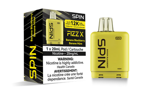 SPIN FIZZ X Pod 12000 - Banana Blackberry Flavour - 12k Vape Pod