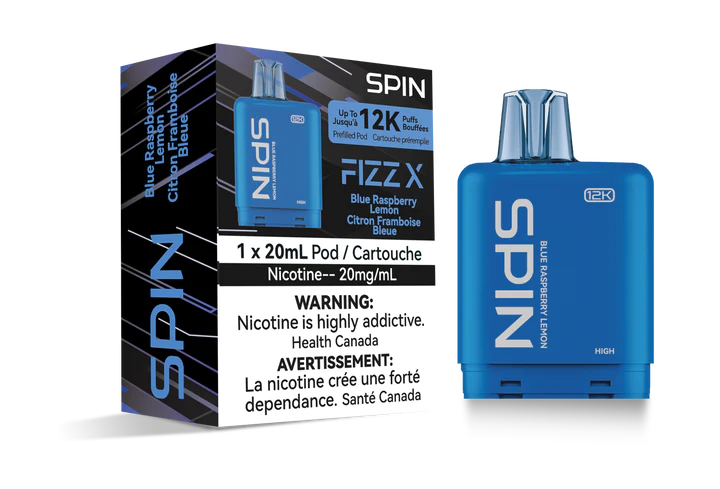 SPIN FIZZ X Pod 12000 - Blue Raspberry Lemon Flavour - 12k Vape Pod