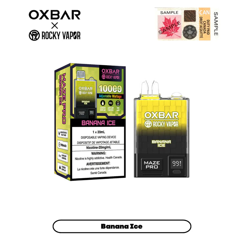 BANANA ICE by ROCKY VAPOR OXBAR MAZE PRO 10k Puffs