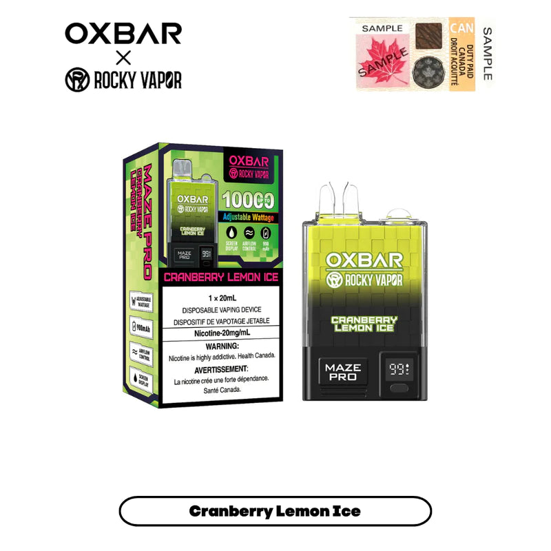 CRANBERRY LEMON ICE by ROCKY VAPOR OXBAR MAZE PRO 10000 Puffs