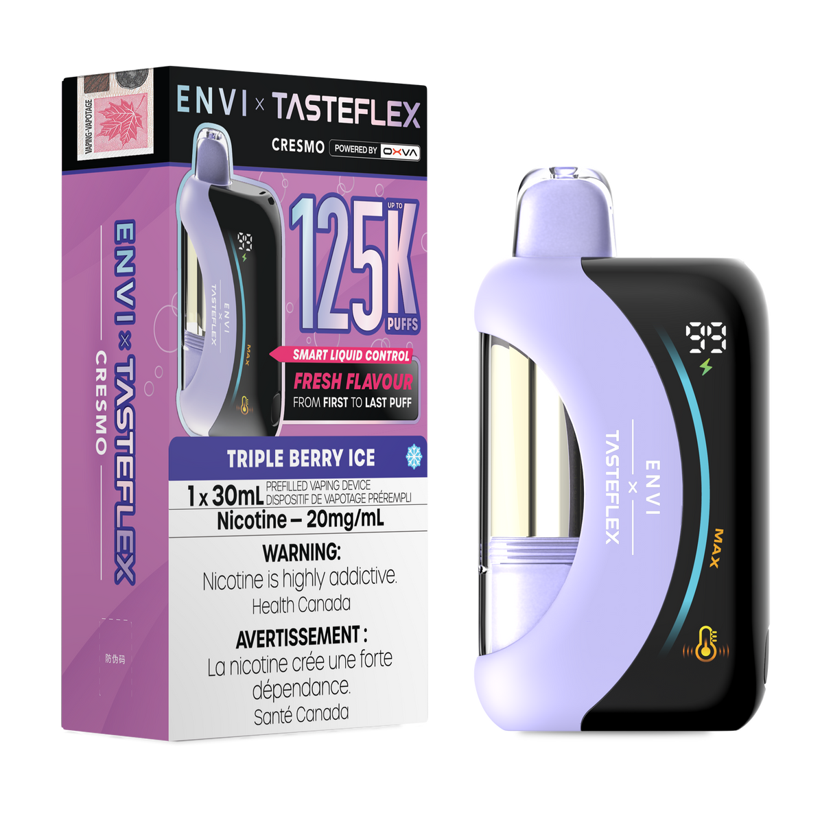 Triple Berry Ice ENVI x TasteFlex Cresmo 125K 30mL disposable vape