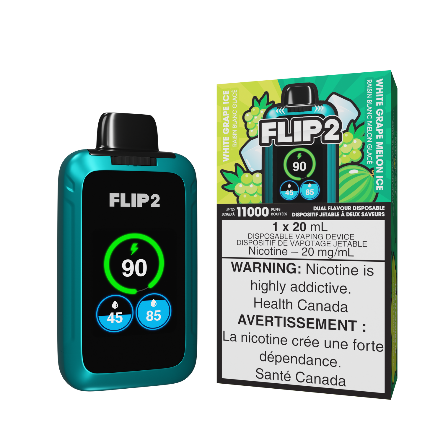 Flip 2 Disposable - White Grape Ice & White Grape Melon Ice 11000 Puffs