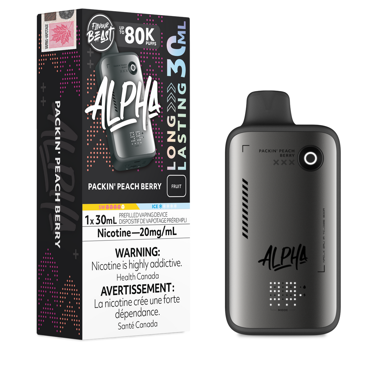 Packin Peach Berry Flavour Beast Alpha 80K Disposable Vape 80000 puffs disposable vape