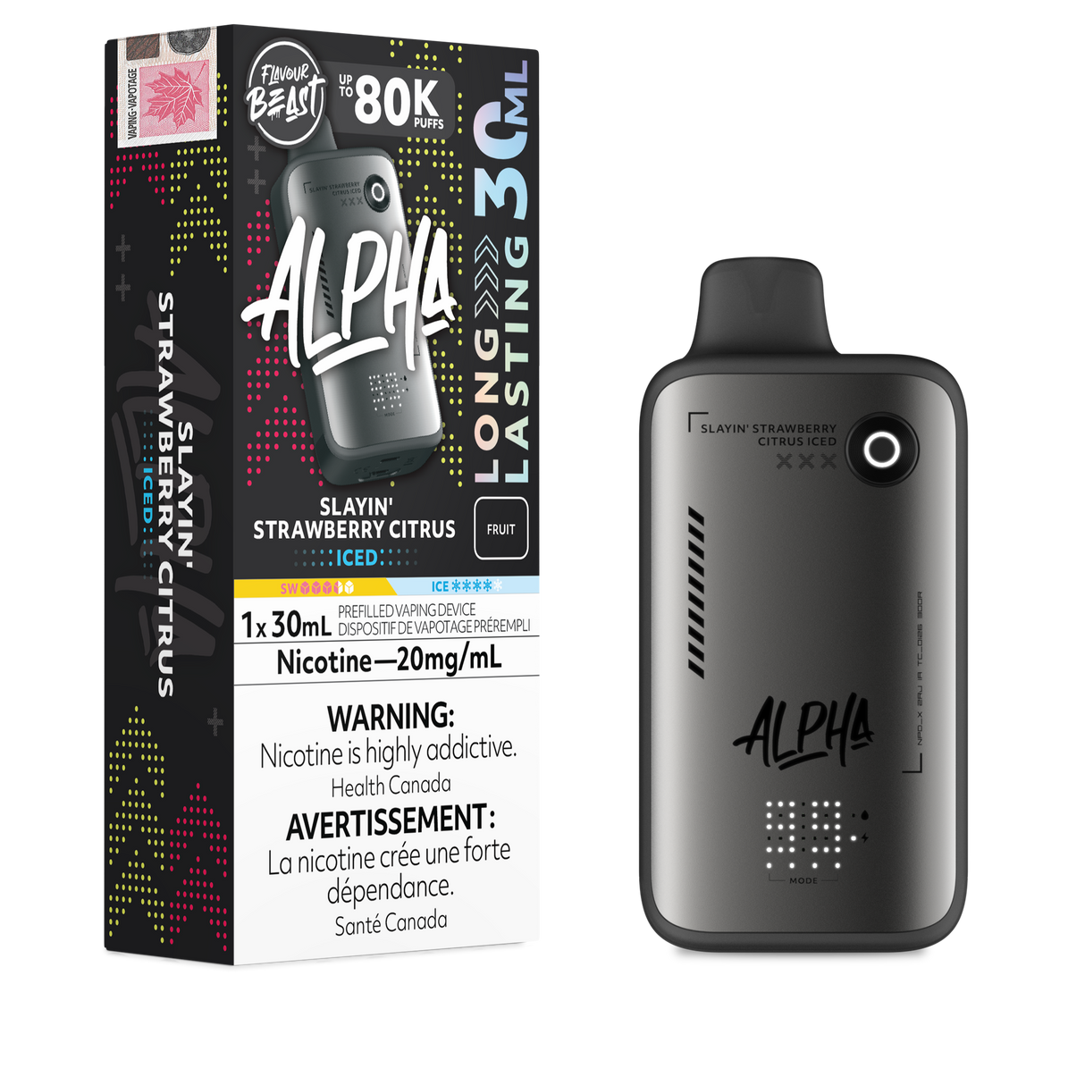 Slayin Strawberry Citrus Iced Flavour Beast Alpha 80K Disposable Vape 80000 puffs disposable vape