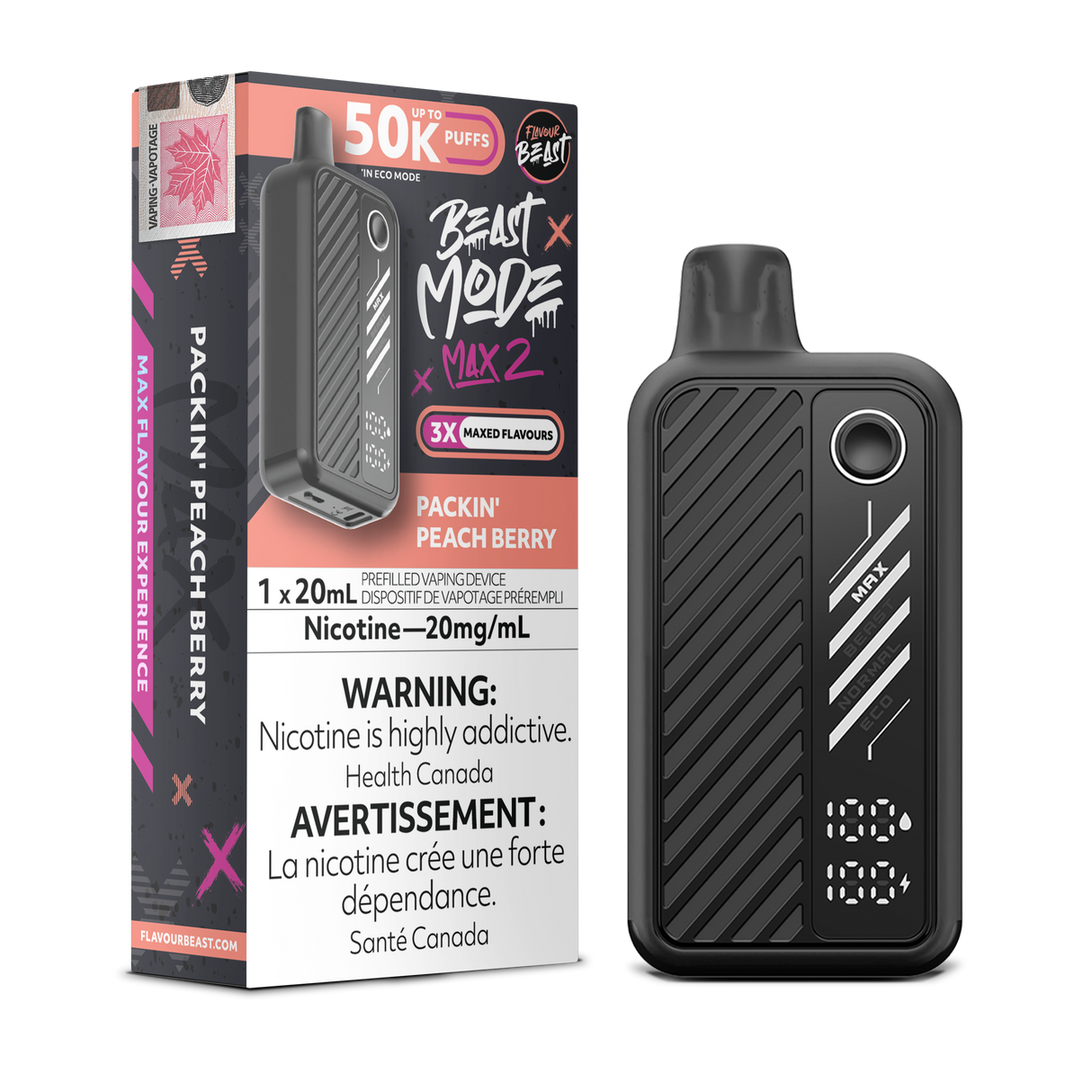 Packin Peach Berry - Flavour Beast BeastMode Max 2 50K Disposable Vape