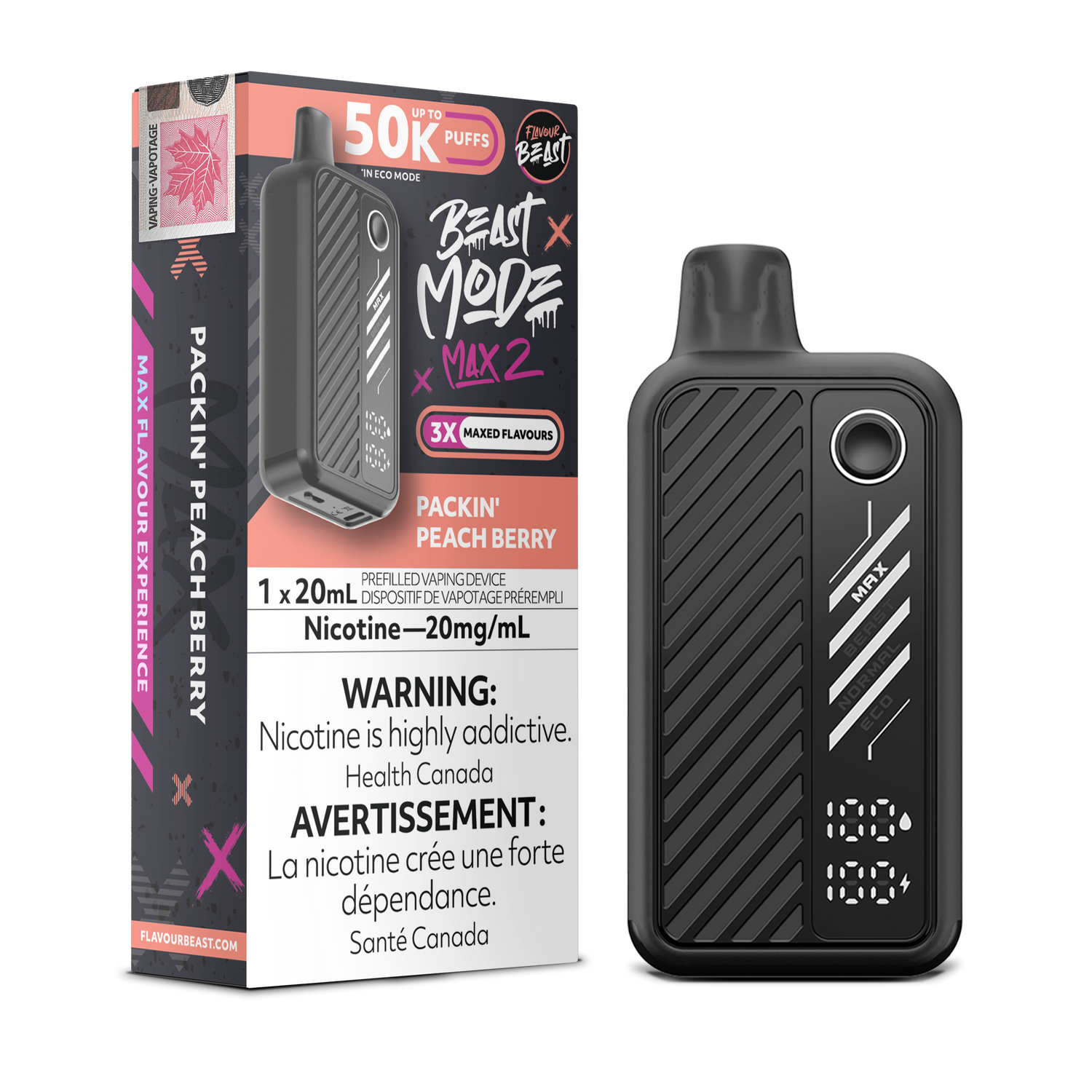 Packin Peach Berry - Flavour Beast BeastMode Max 2 50K Disposable Vape