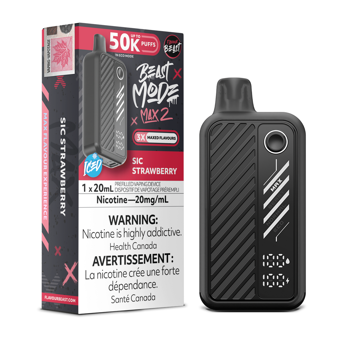 Flavour Beast BeastMode Max 2 Disposable Vape 50000 Puffs Sic Strawberry