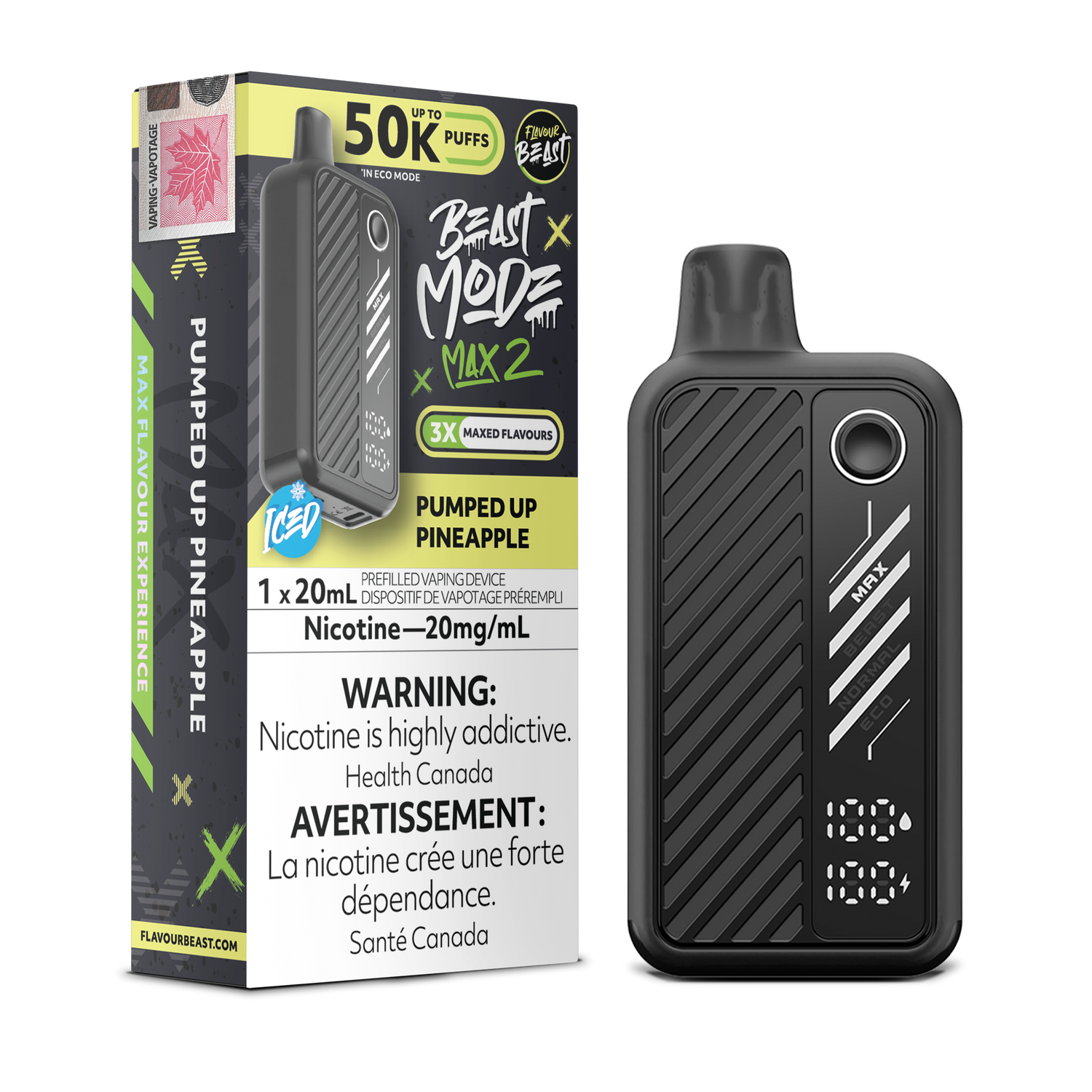 Flavour Beast 50K BeastMode Max 2 Disposable Vape - 50000 Puffs - Pumped Up Pineapple