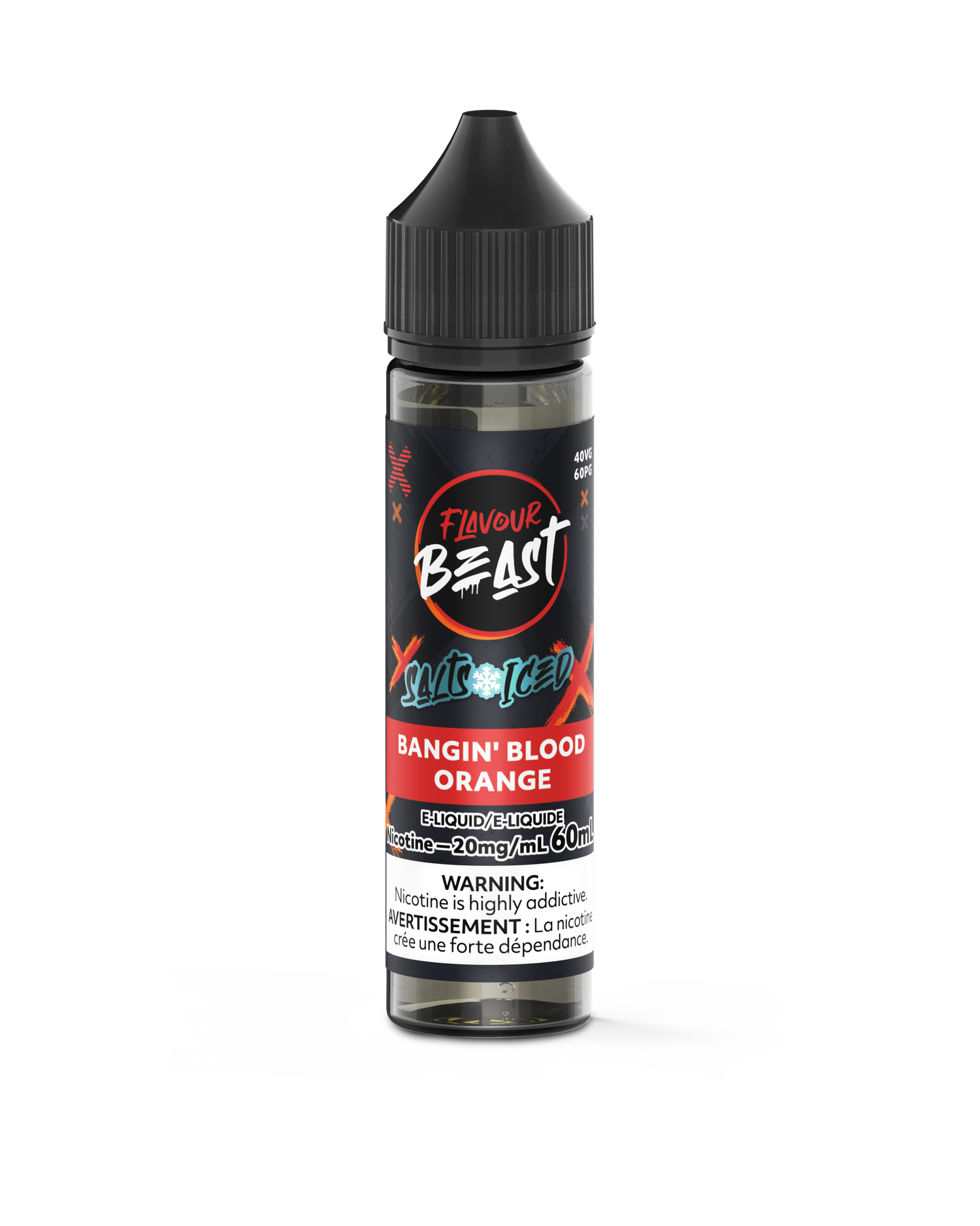 Flavour Beast E-Liquid - Bangin Blood Orange ICED - 20mg nicotine strength, 60mL capacity.