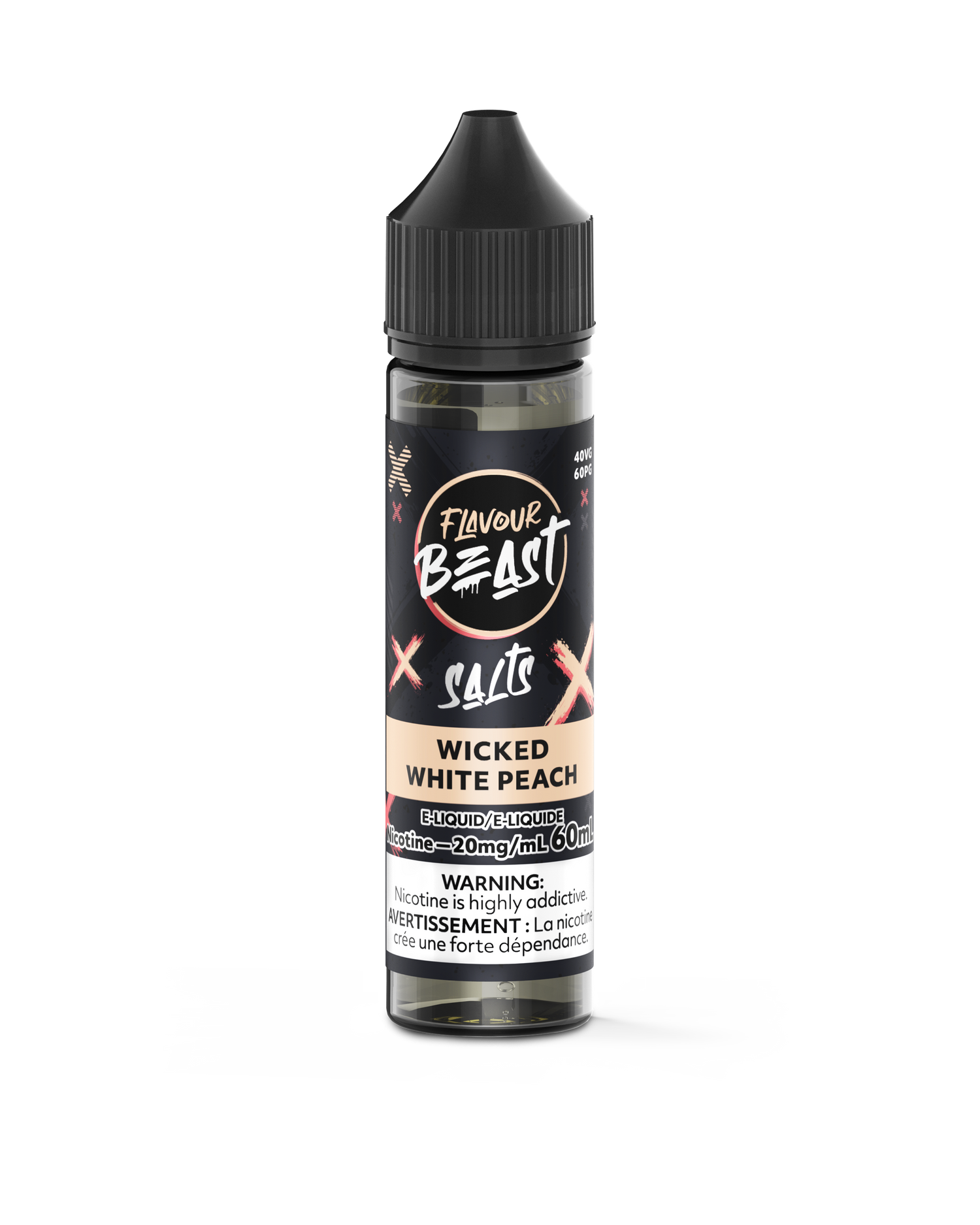 Flavour Beast Salt Juice E-Liquid - Wicked White Peach 60ml