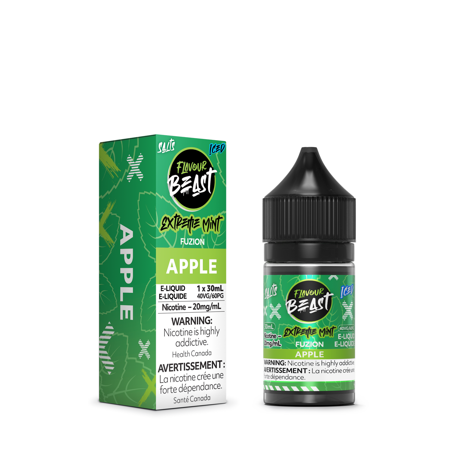 Apple Iced - Extreme Mint Fuzion E-Liquid by Flavour Beast, 30ml, 20mg/ml nicotine strength, 40VG/60PG