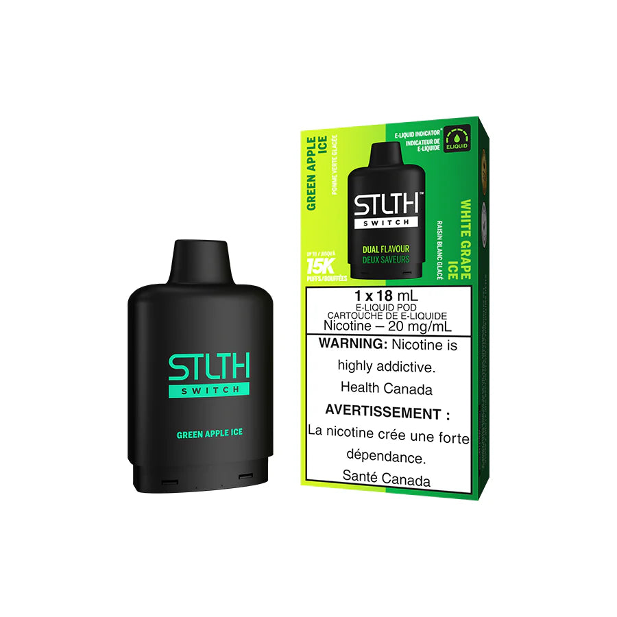 Green Apple Ice and White Grape Ice - STLTH SWITCH Pod Pack 15k dual flavour