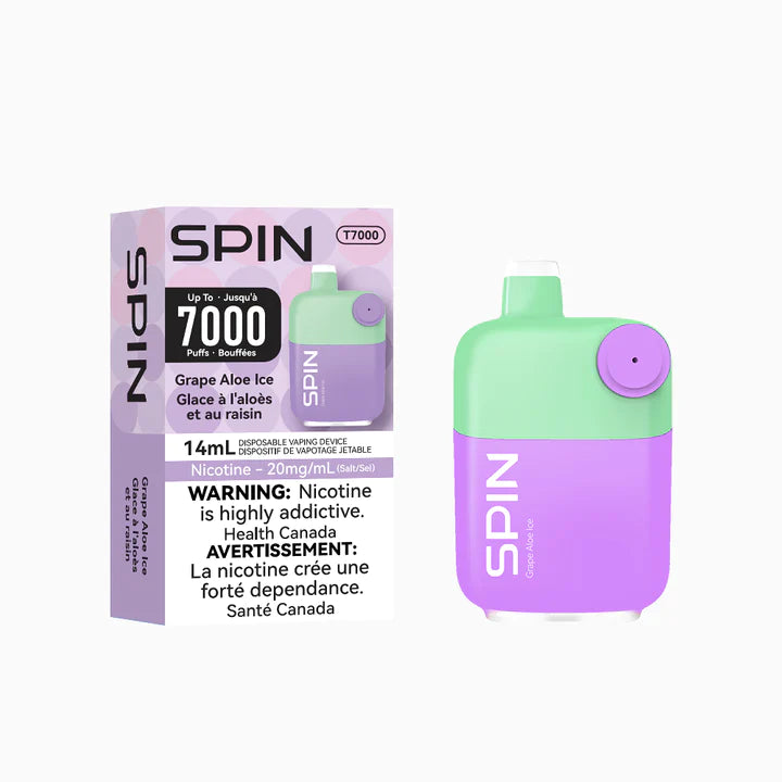 Grape Aloe Ice Flavor - SPIN T7000 Disposable Vape 7000 Puffs