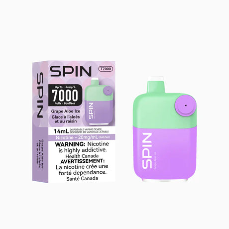 Grape Aloe Ice Flavor - SPIN T7000 Disposable Vape 7000 Puffs