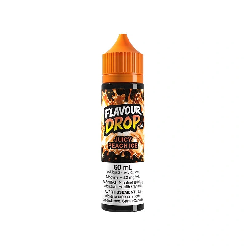 Juicy Peachy Ice Flavour Drop 60mL Nic Salt e-liquid with peach ice flavour