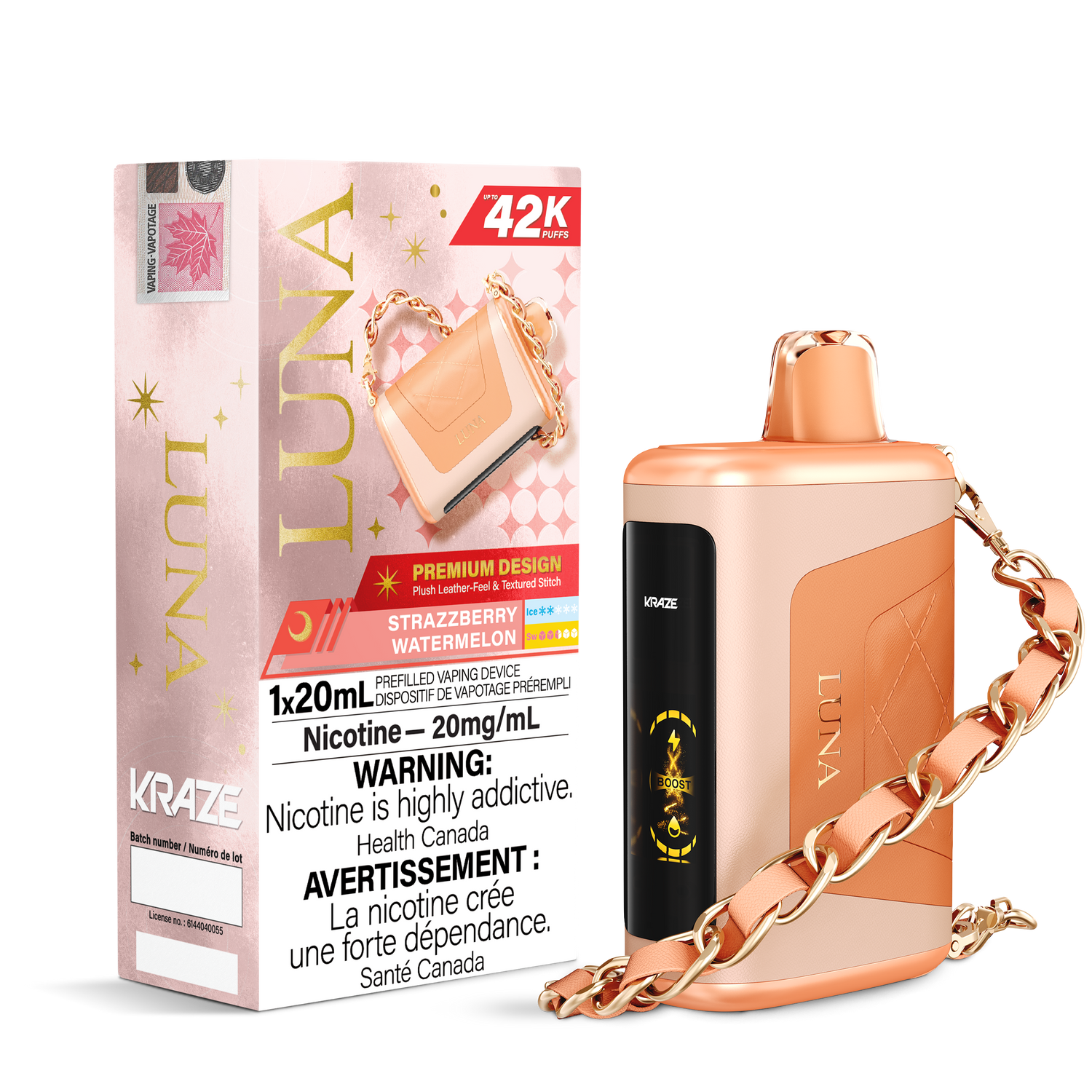 KRAZE LUNA 42k Puffs Disposable Vape, 20mL Prefilled vaping device. Stazzberry Watermelon