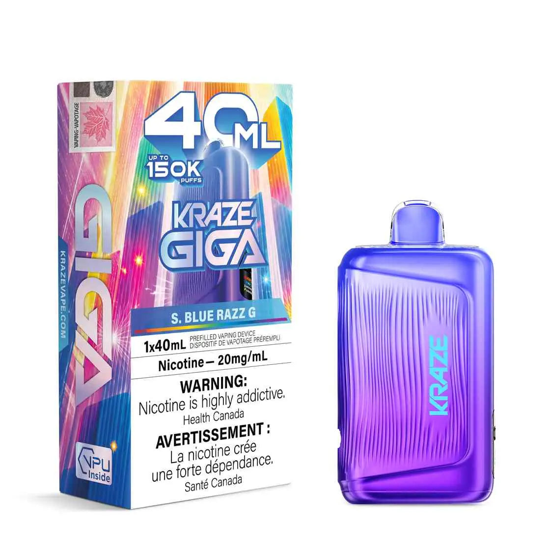 S. Blue Razz G Kraze Giga 150K 150,000-Puff Disposable Vape