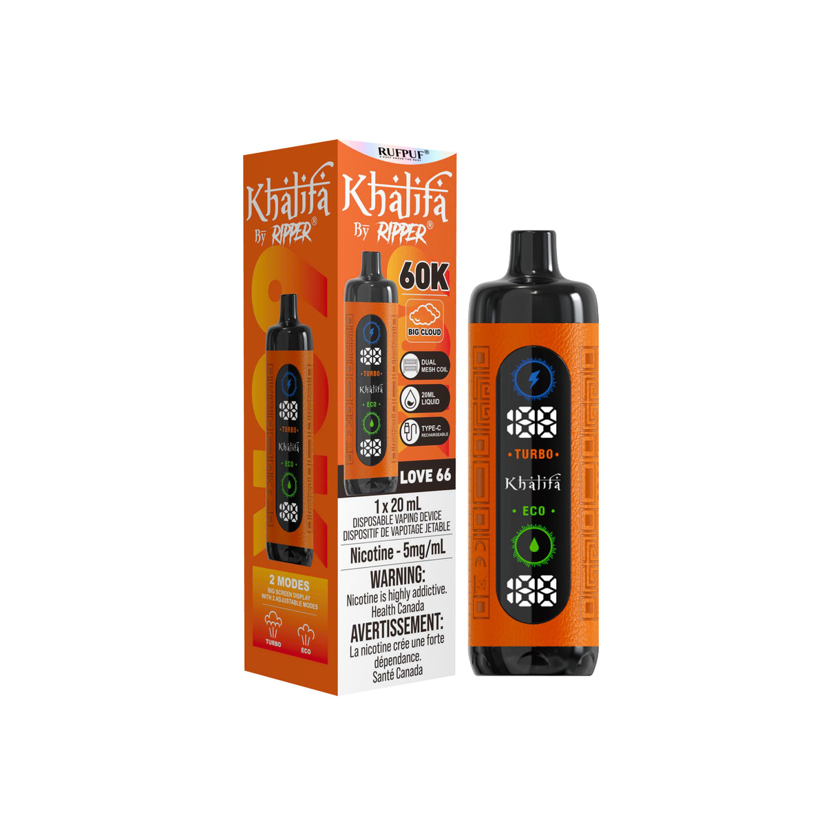 Love 66 - Khalifa Bar by Ripper Hookah Vape 60k  Quality Vapes