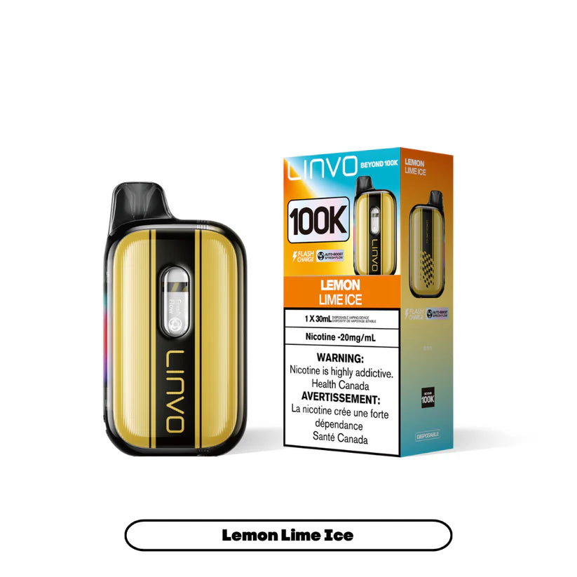 Linvo Beyond 100K Lemon Lime Ice disposable vape 100K puffs with FreshFlow technology and 3D curved screen
