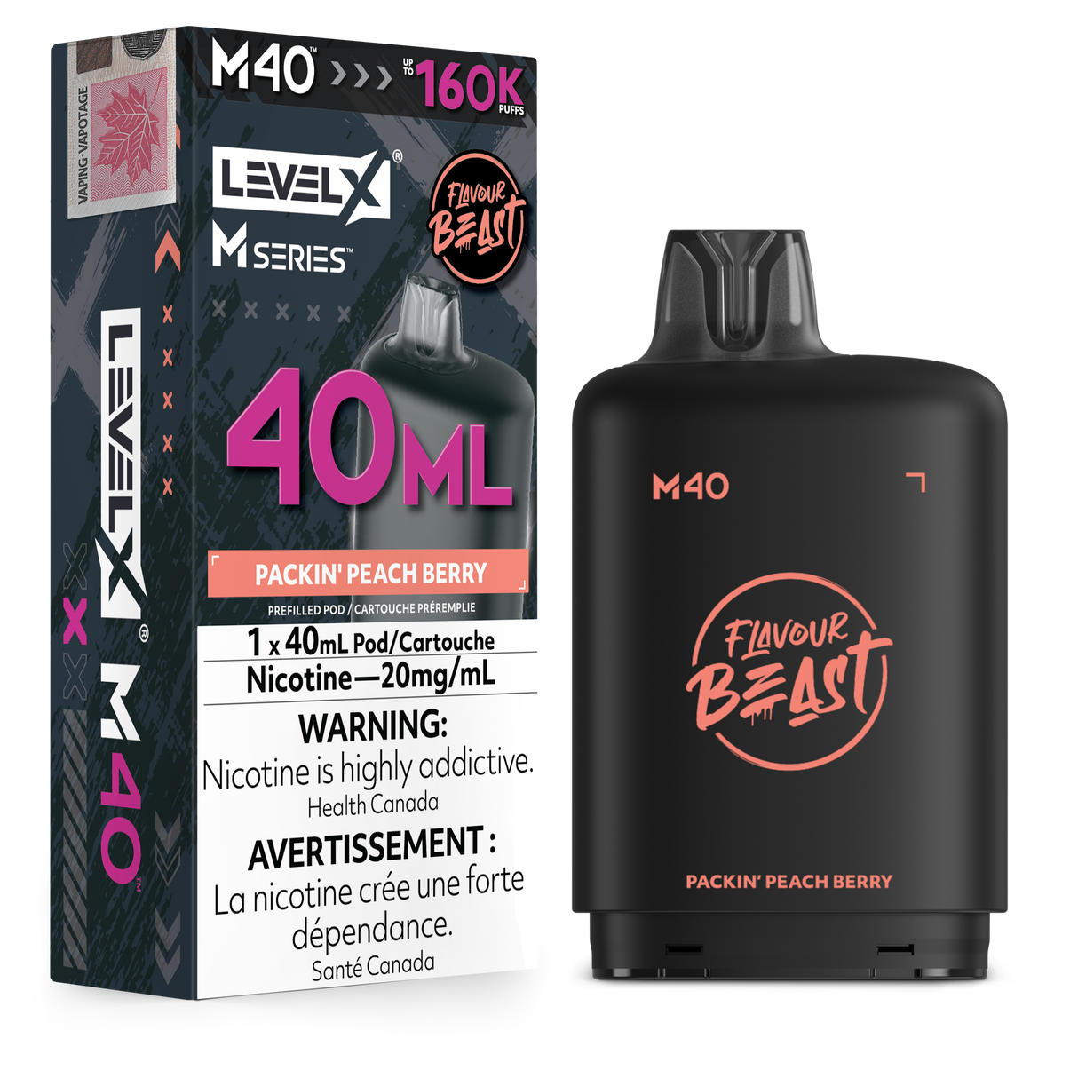 Packin Peach Berry Level X M Series 40mL Pod – 160K
