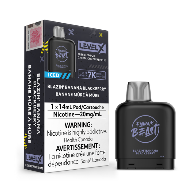 Blazin' Banana Blackberry Iced - Level X Flavour Beast Pod 14mL