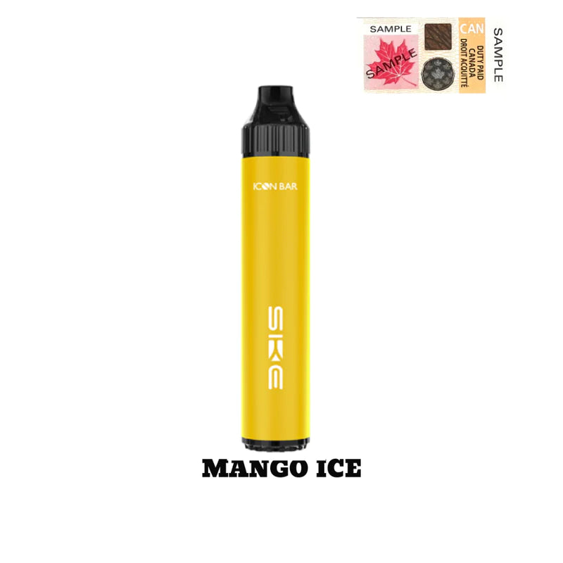 Mango Ice Icon Bar Hybrid Disposable Vape, tropical mango with a cool icy finish. 2000 puffs and synthetic 50 nicotine blend.