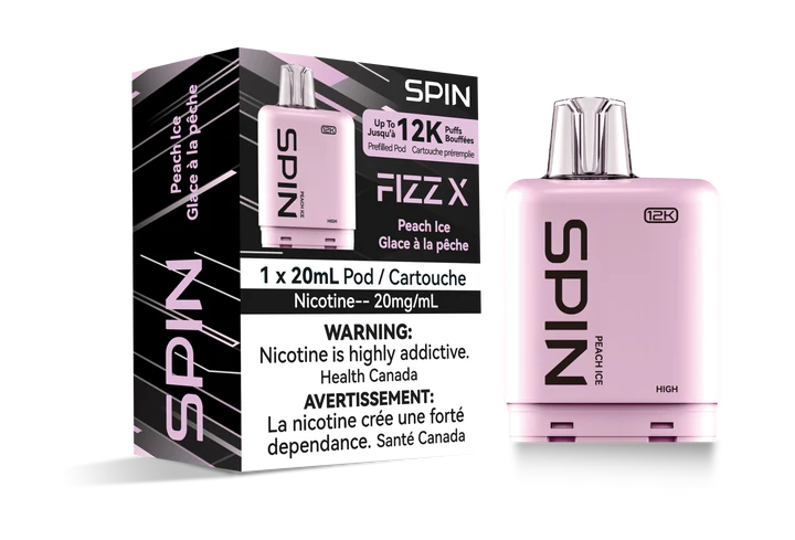 SPIN FIZZ X Pod 12000 - Peach Ice Flavour - 12k Vape Pod