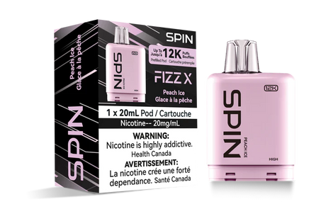 SPIN FIZZ X Pod 12000 - Peach Ice Flavour - 12k Vape Pod