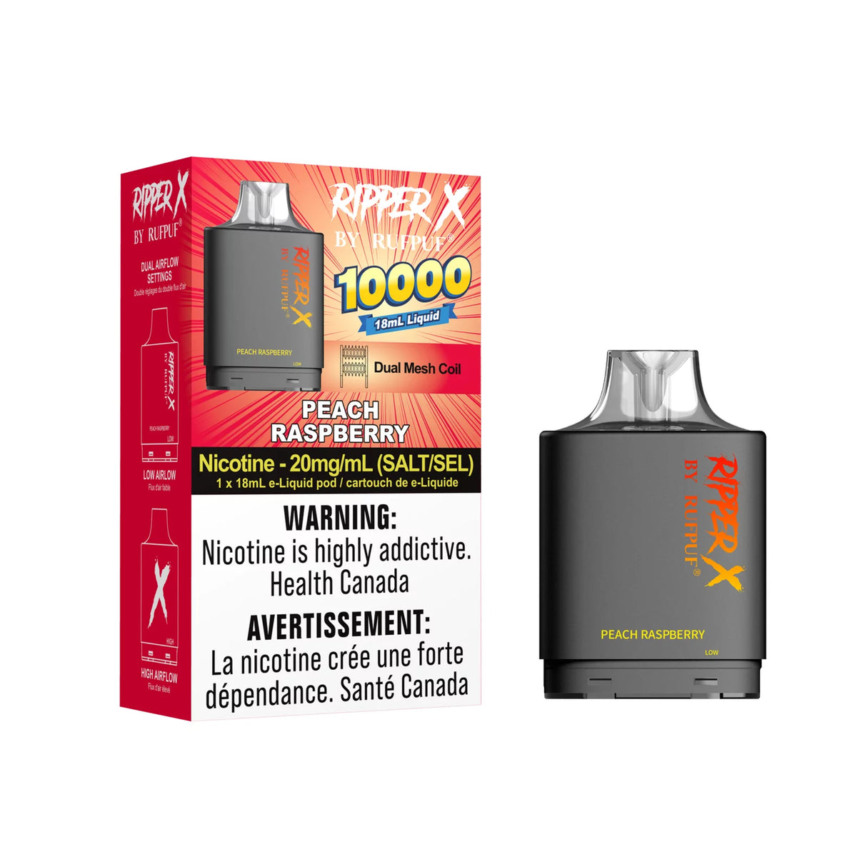 Peach Raspberry Rufpuf Ripper X Pod 10000 Puffs