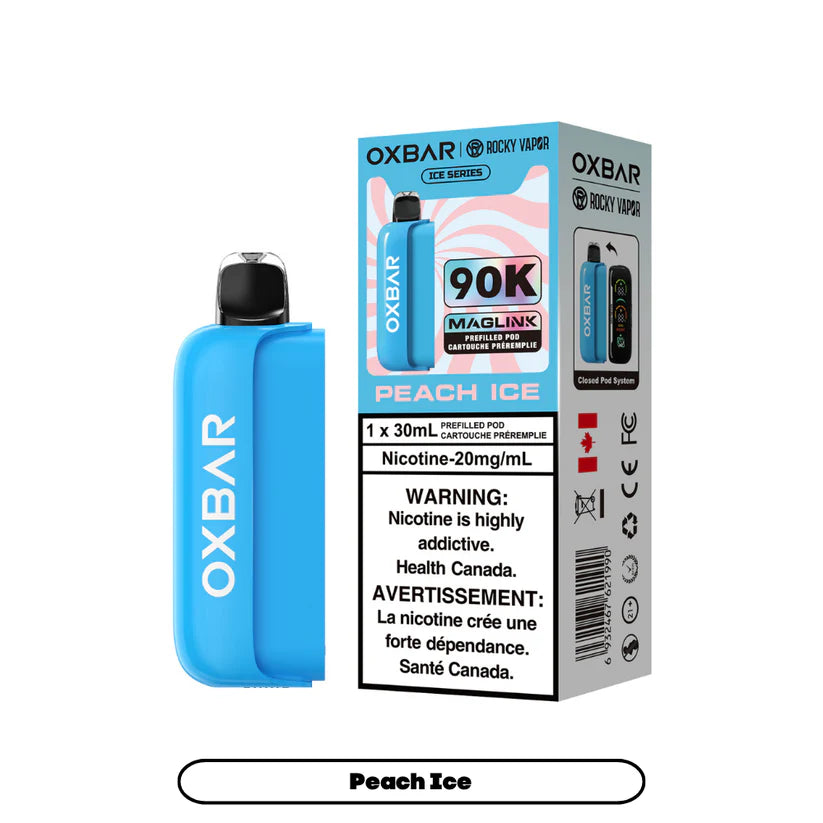Rocky Vapor Oxbar Maglink Peach Ice Pod – 90,000 puffs – Ice Series