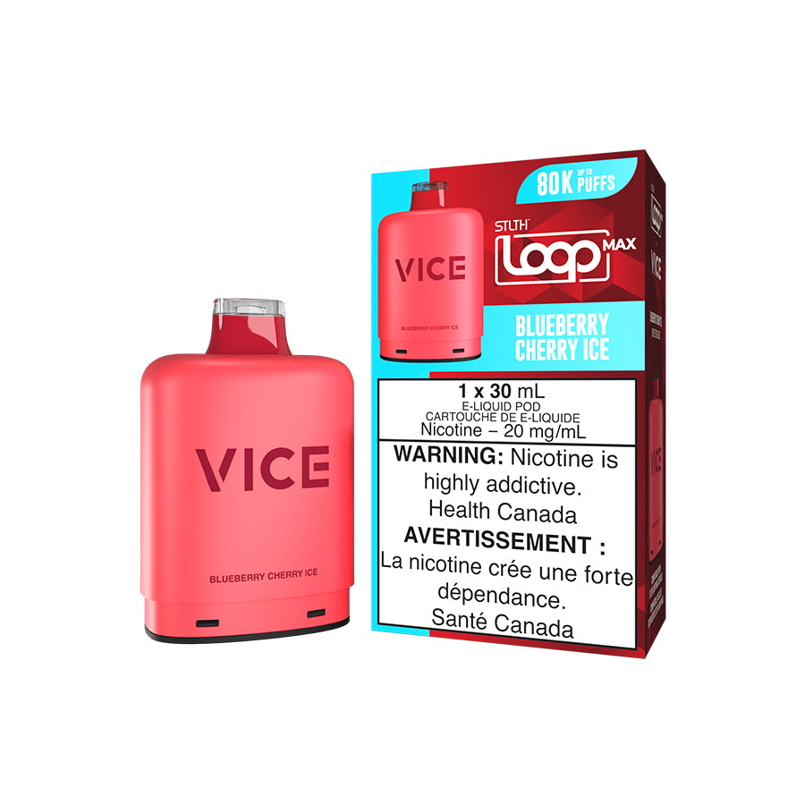 Blueberry Cherry Ice – STLTH LOOP MAX x VICE Pods 80,000 puffs 30mL 20mg adjustable airflow in Canada