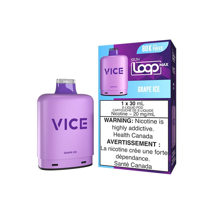 Grape Ice – STLTH LOOP MAX x VICE Pods 80,000 puffs 30mL 20mg Boost Mode in Canada