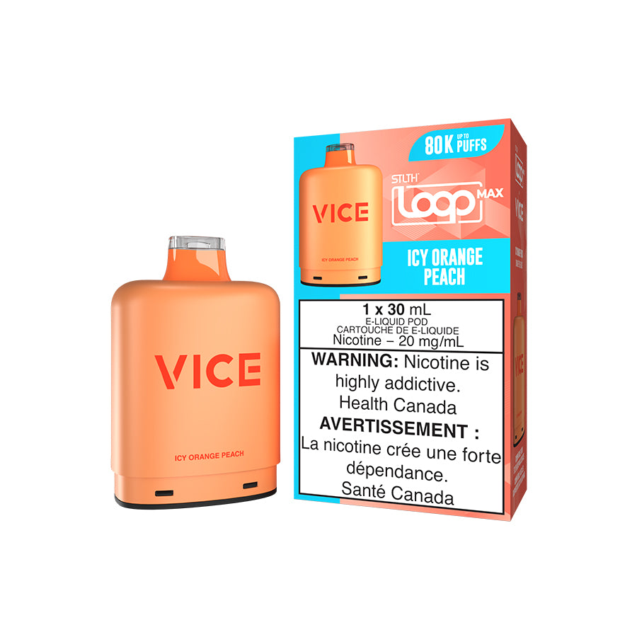 Icy Orange Peach – STLTH LOOP MAX x VICE Pods 80,000 puffs 30mL 20mg Boost Mode in Canada