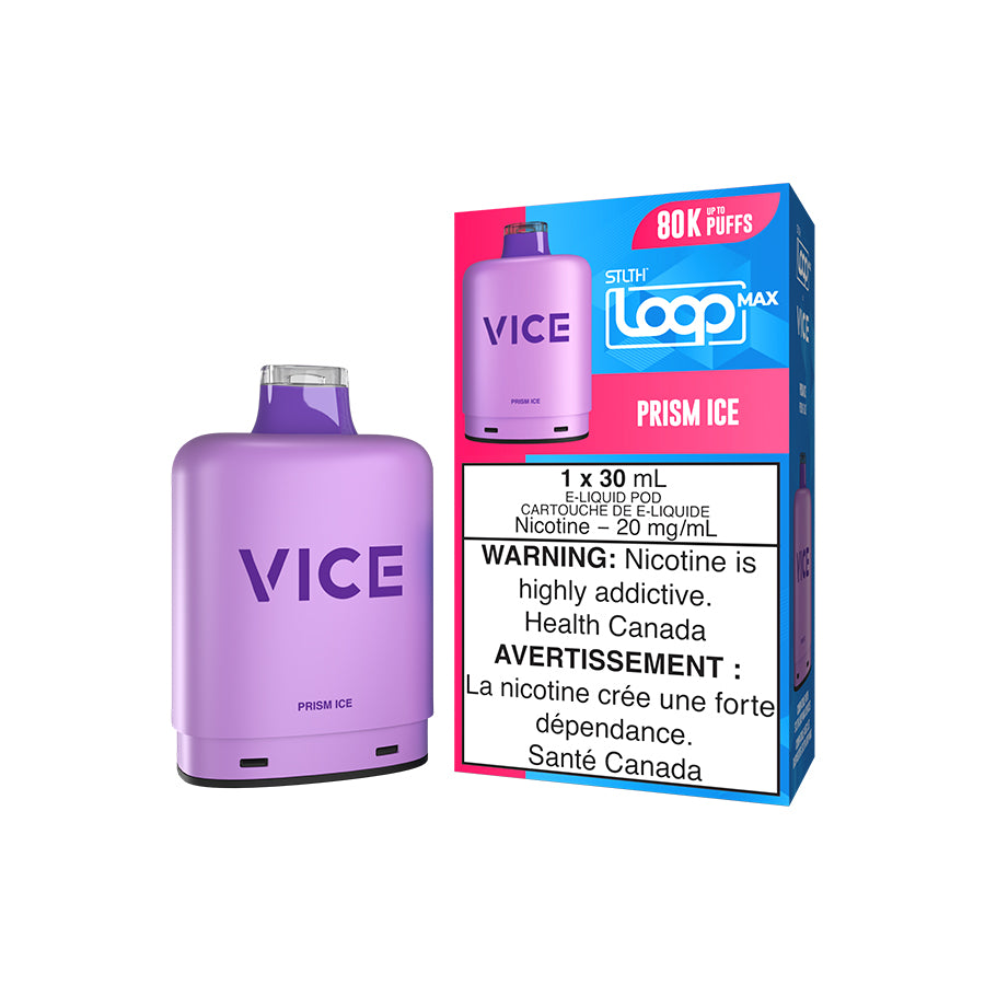 Prism Ice – STLTH LOOP MAX x VICE Pods 80,000 puffs 30mL 20mg e-liquid level display in Canada
