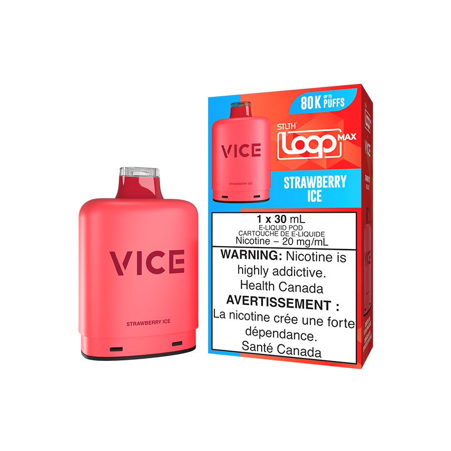 Strawberry Ice – STLTH LOOP MAX x VICE Pods 80,000 puffs 30mL 20mg Boost Mode in Canada