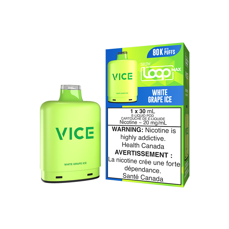 White Grape Ice – STLTH LOOP MAX x VICE Pods 80,000 puffs 30mL 20mg Boost Mode in Canada