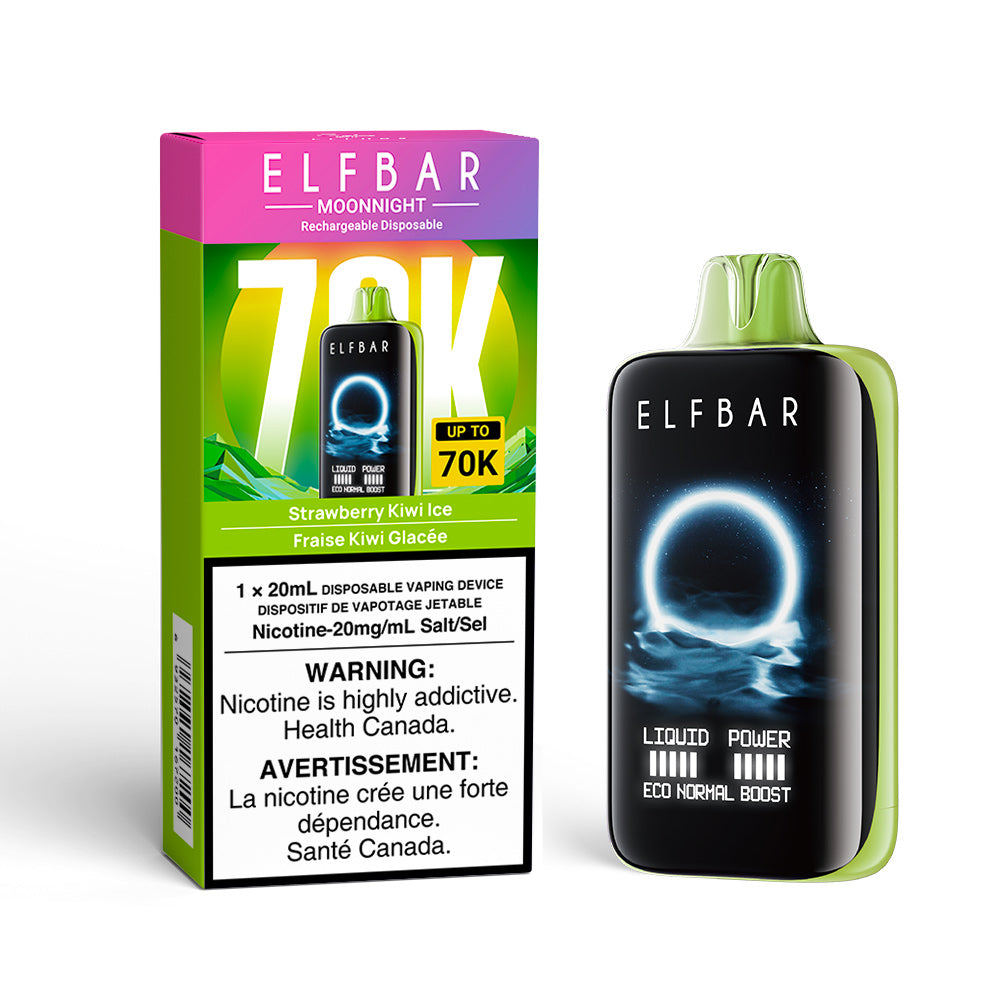 Strawberry Kiwi Ice – ELF BAR 70K Vape – 70,000 Puffs, 20mL E-liquid, 20mg/mL Nicotine – Sweet Strawberry, Tart Kiwi, and Cooling Ice, Rechargeable