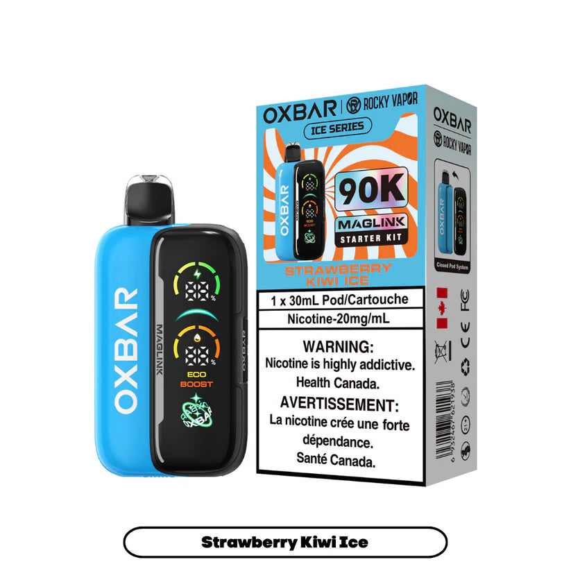 Oxbar x Rocky Vapor Maglink Strawberry Kiwi Ice Disposable Vape – 90,000 puffs – Hybrid Kit