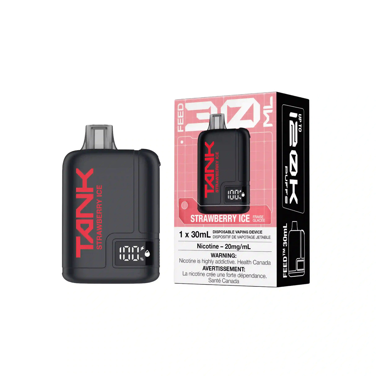 Strawberry Ice FEED Tank 120K Disposable Vape with strawberry ice flavour and 120,000 puffs