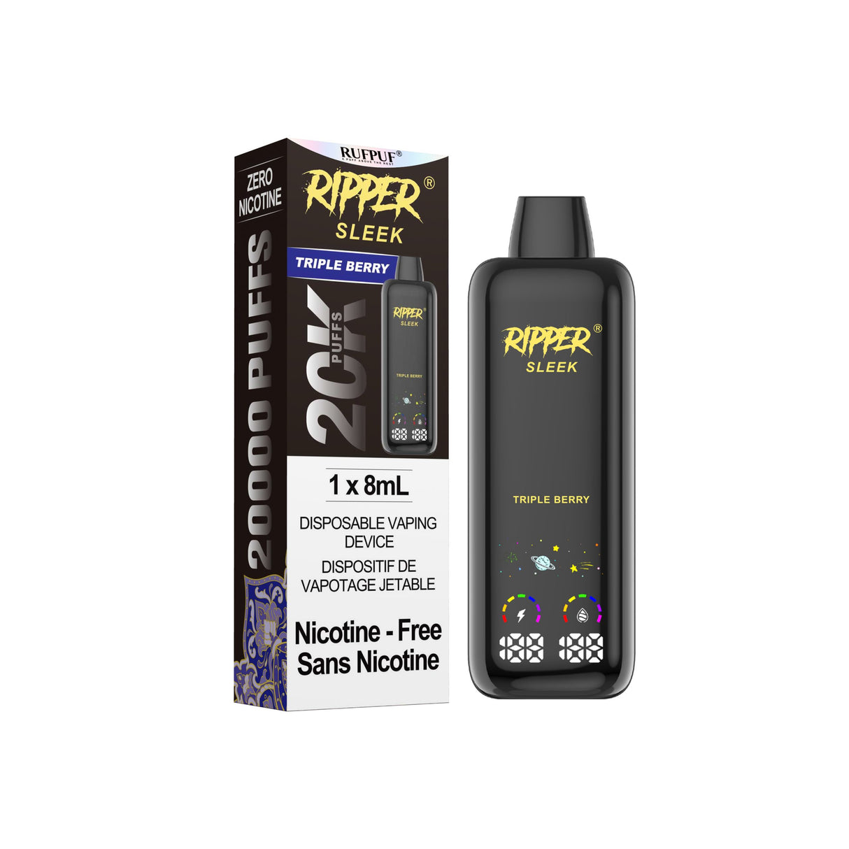 TRIPLE BERRY – Ripper SLEEK Zero Nicotine Disposable Vape 20k
