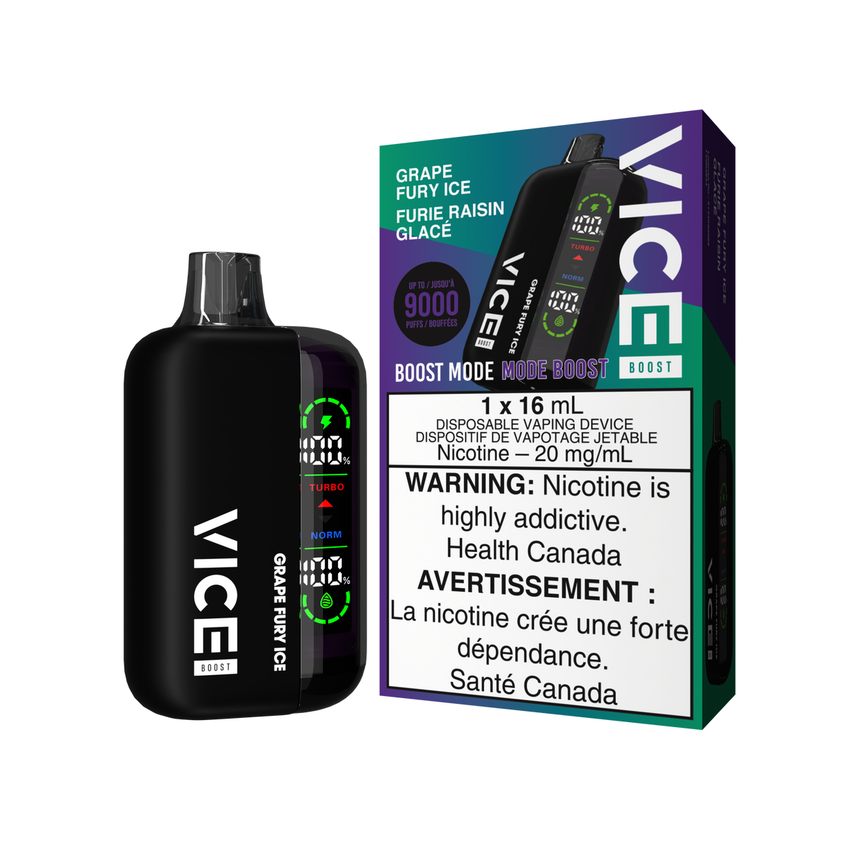 Vice Boost 9000 Disposable Vape - Grape Fury Ice