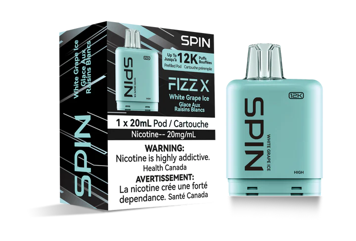 SPIN FIZZ X Pod 12000 - White Grape Ice Flavour - 12k Vape pod