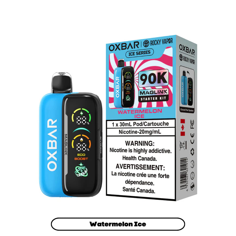 Oxbar x Rocky Vapor Maglink Watermelon Ice Disposable Vape – 90,000 puffs – Hybrid Kit