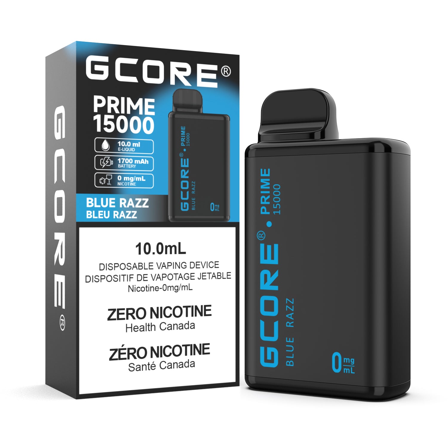 Gcore Prime 15K Zero Nicotine Disposable Vape 15000 Puffs Blue Razz