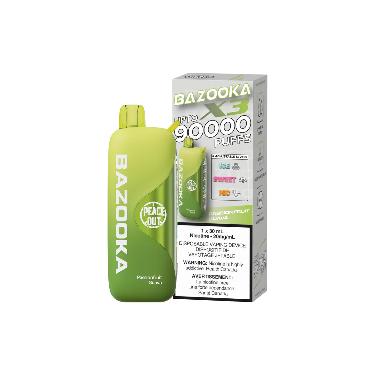 Bazooka Disposable Vape X3 - 90000 Puffs 30ML - Synthetic - Adjustable Nic levels